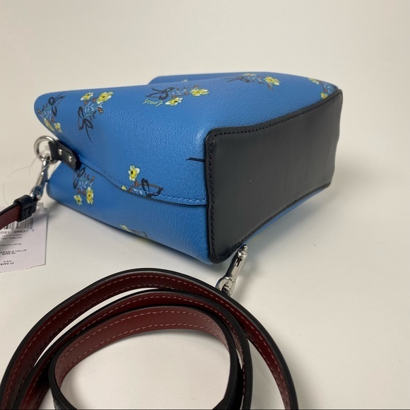 COACH Mini Town Bucket Crossbody Bag Floral Bow Print Blue Handbag New - Picture 6 of 11